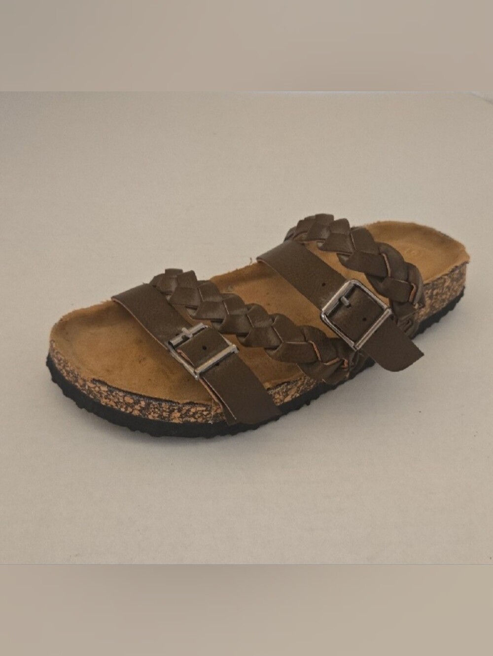 MATA Braided Double-Buckle Slide Sandal